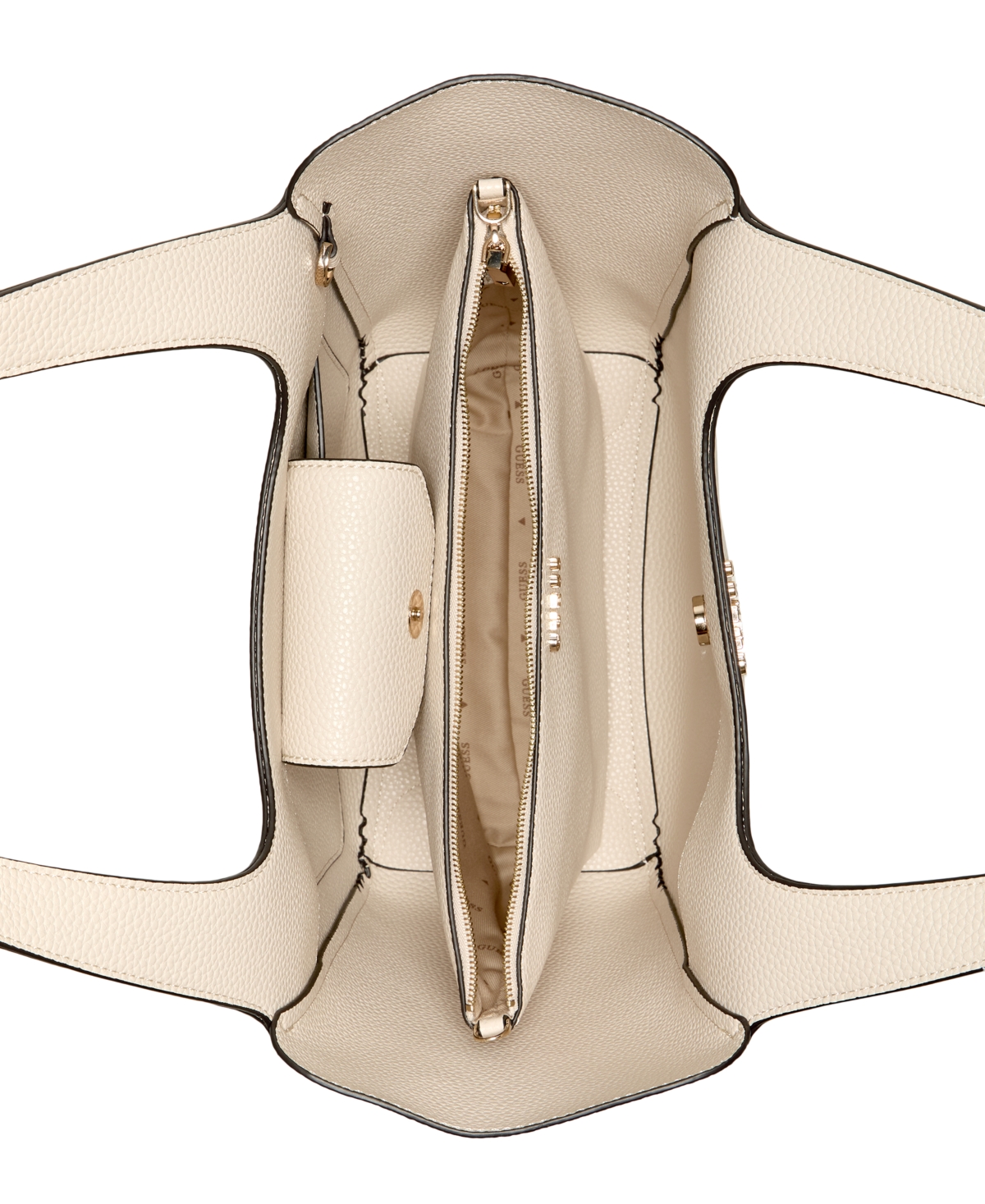Guess Helina Extra-large Tote With Pouch In Bone