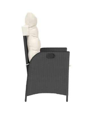 Reclining Patio Chair with Cushions Black Poly Rattan