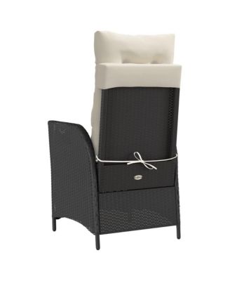 Reclining Patio Chair with Cushions Black Poly Rattan