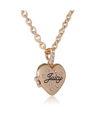 Gold-Tone Crystal Heart Locket Pendant Necklace