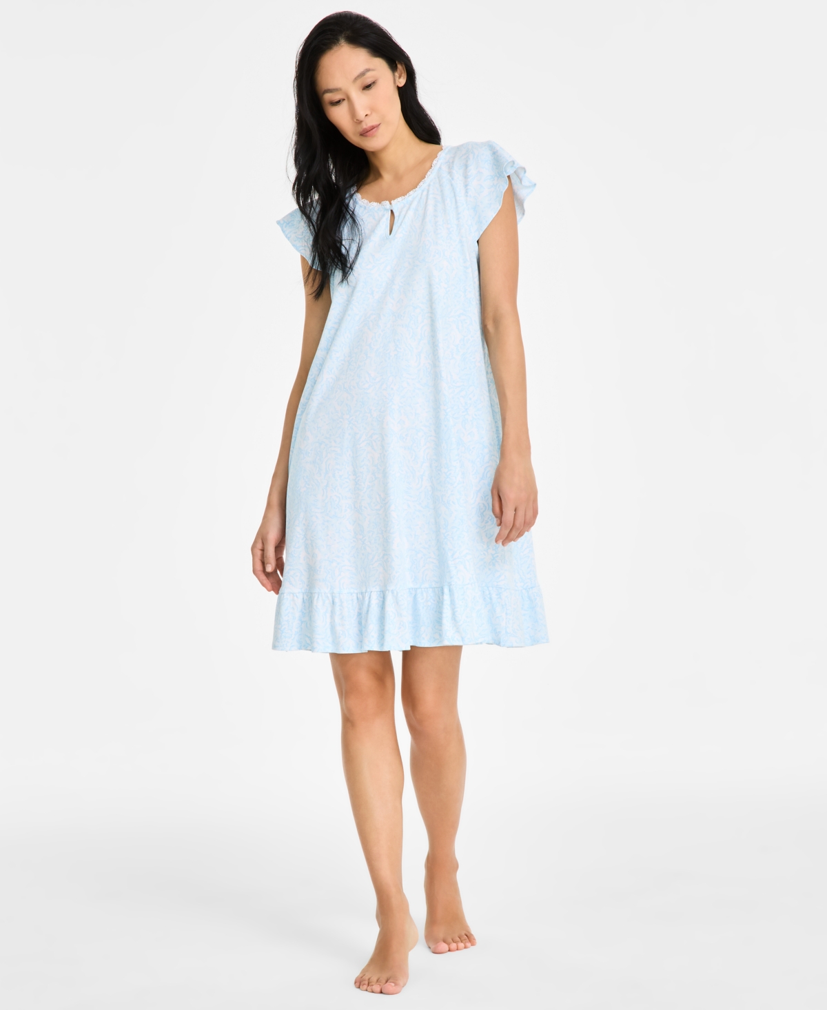 Charter Club Women's Cotton Flutter-sleeve Chemise, Exclusively At Macy's