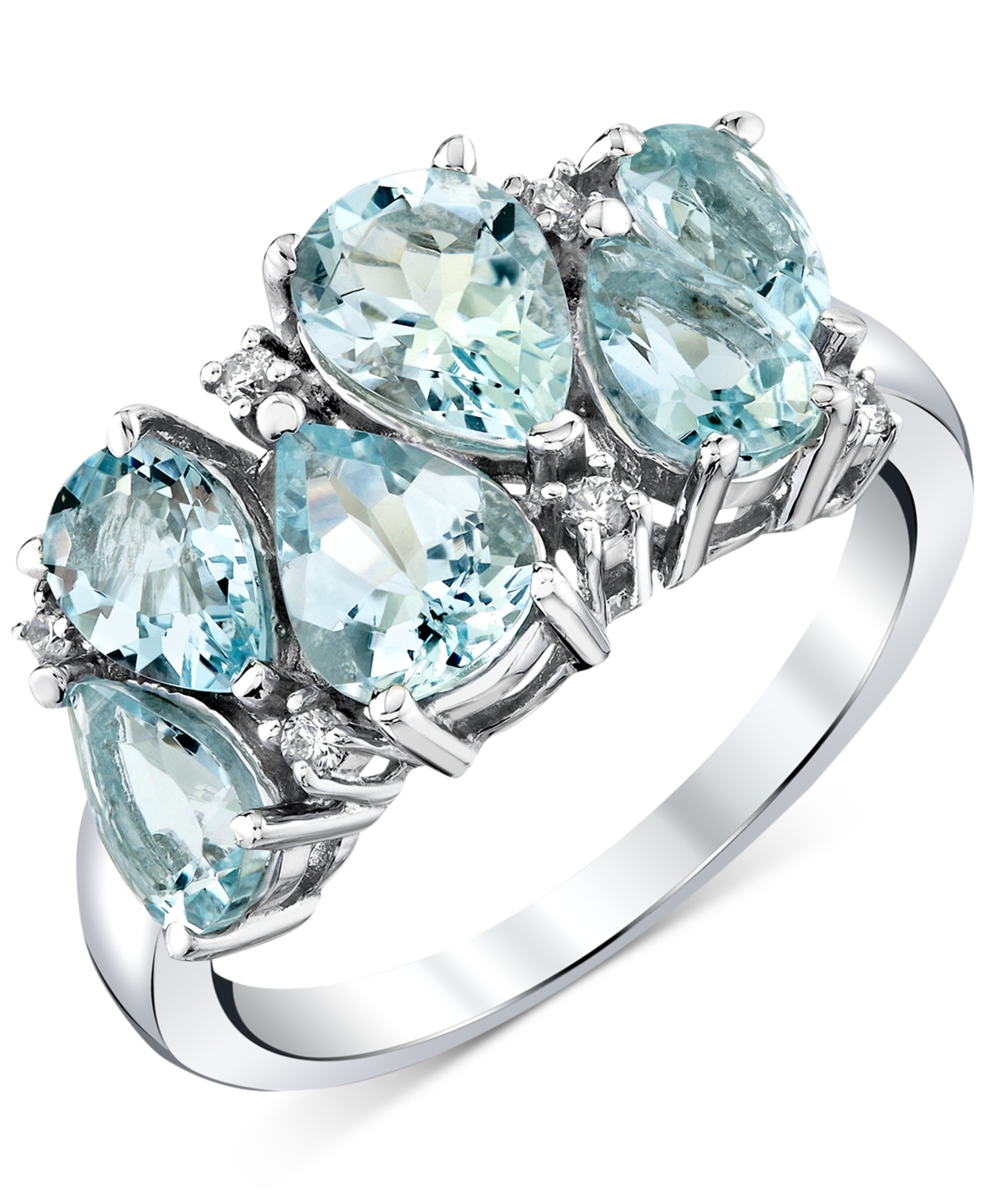 Macy's Aquamarine (2-3/4 Ct. T.w.) & Diamond Accent Pear Cluster Ring In 10k White Gold In Aquamarine