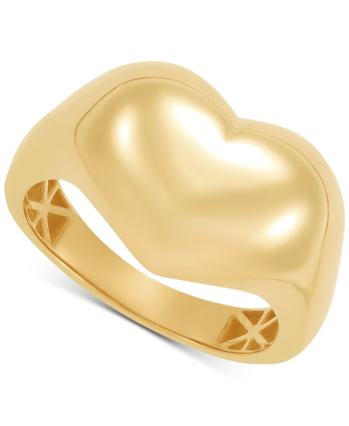 Macy's Polished Puffed Large Heart Statement Ring In 10k Gold In Gold