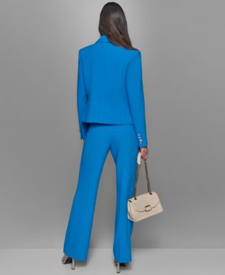 Karl Lagerfeld Womens Striped Button Front Shirt Straight Leg Trousers One Button Blazer In French Blue