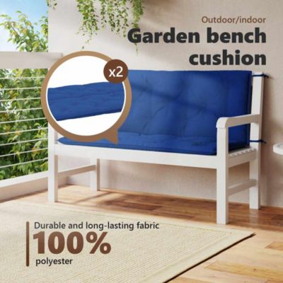 Garden Bench Cushion Blue 47.2"x(19.7"+19.7")x2.8" Oxford Fabric