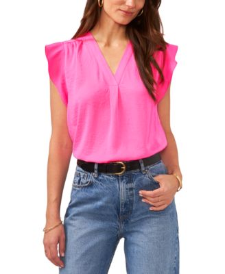 Vince Camuto - Women's V-Neck Short-Ruffle-Sleeve Top