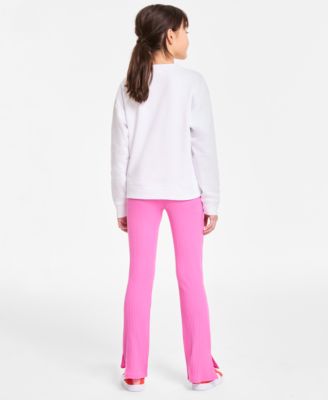 Shop Epic Threads Girls Sequined Floral Sweatshirt Rib Flare Leg Leggings Exclusively At Macys In Bright Whi