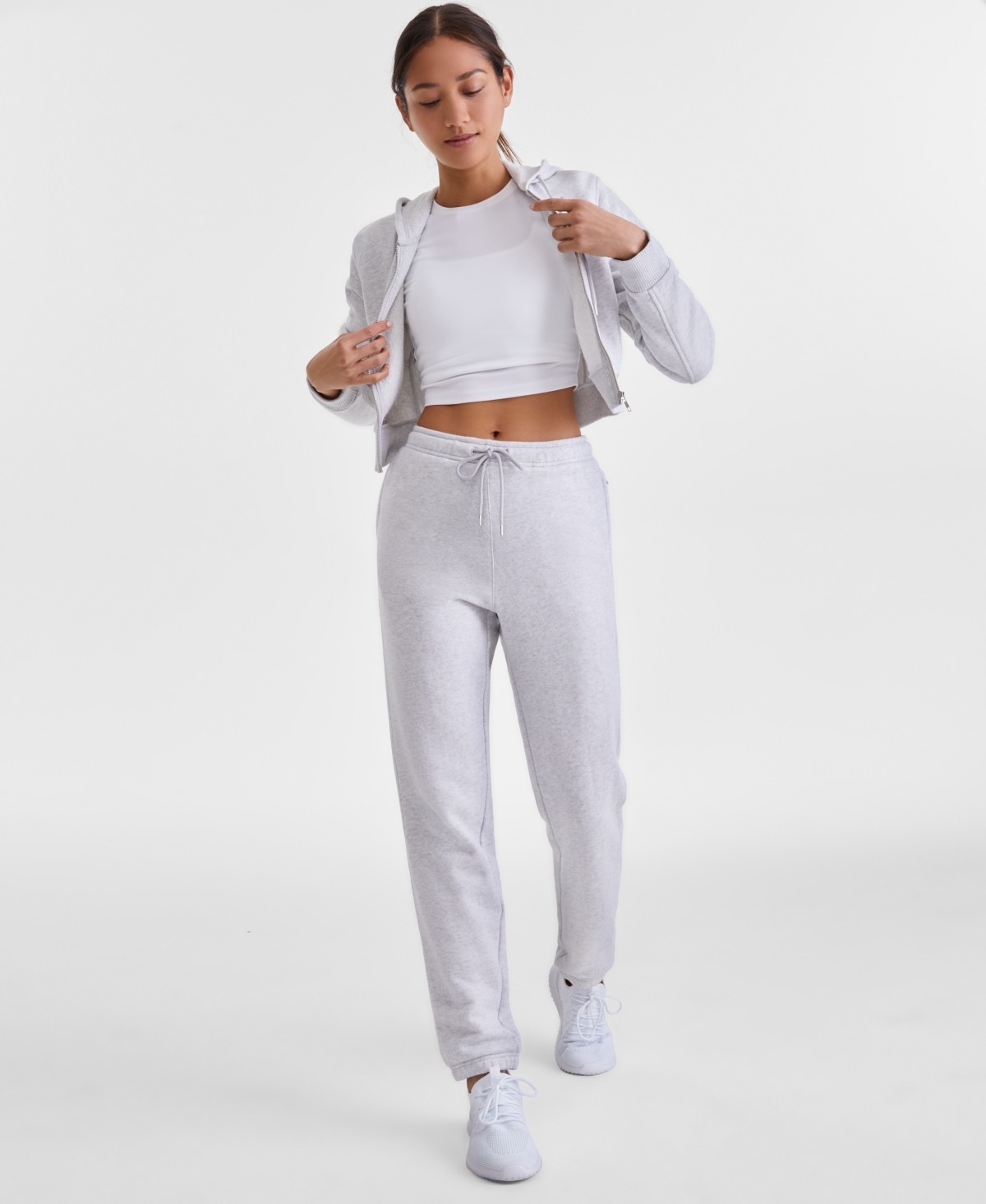 Women's Soft-Touch Ankle Knit Joggers, Exclusively at Macy's - Silver Heather