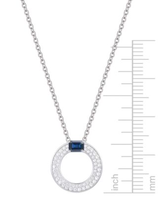 Sapphire (1/4 ct. t.w.) & Diamond (1/4 ct. t.w.) Circular Pendant 18" Necklace in 14k White Gold (Also Available in Ruby & Emerald)