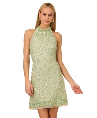 sachin and babi light blue dress Adrianna Women's Embellished Halter-Neck Sleeveless Shift Dress