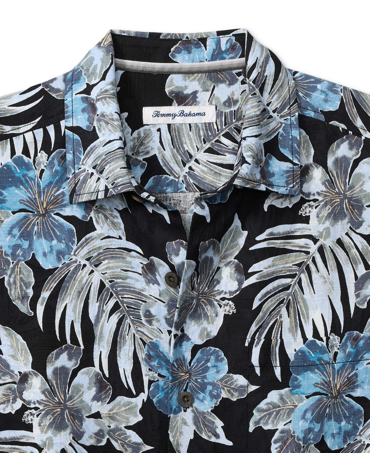 Tommy Bahama Ravello Floral Short Sleeve Silk Button-up Shirt In Black
