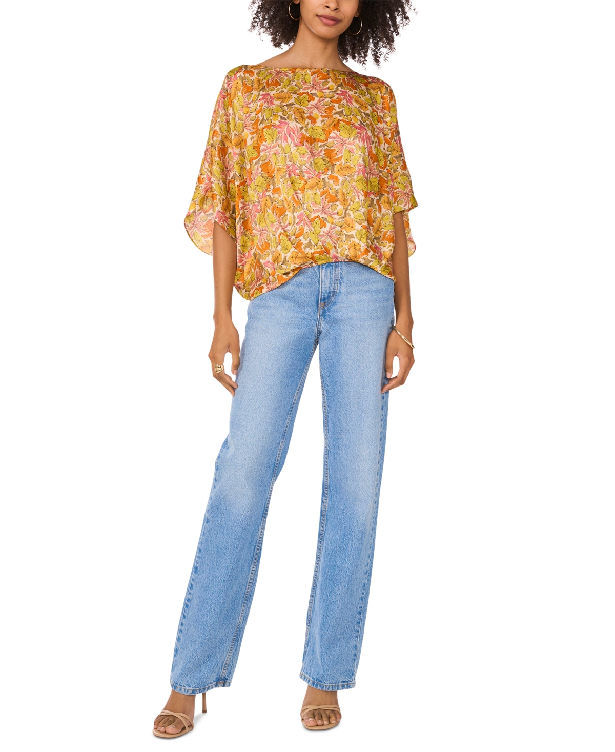 VINCE CAMUTO WOMEN'S FLORAL-PRINTED DOLMAN-SLEEVE TOP 
