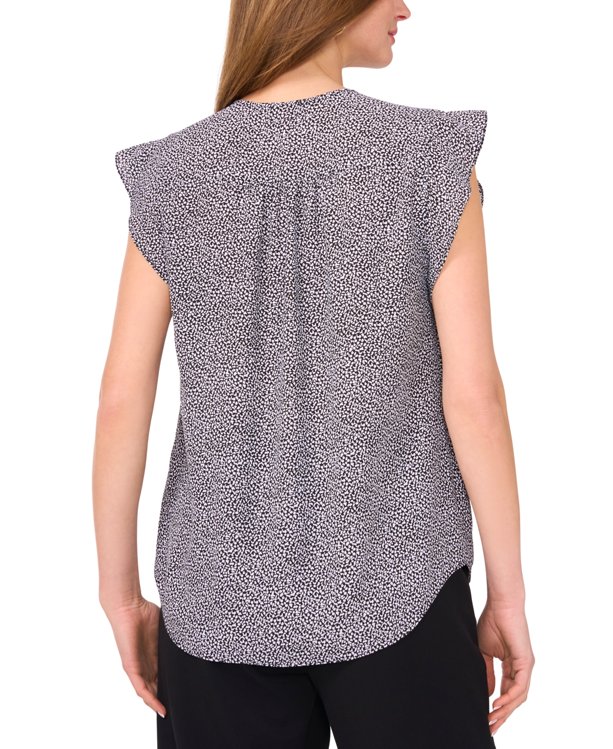 VINCE CAMUTO WOMEN'S PRINTED FLUTTER-SLEEVE TOP 