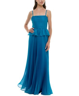Taylor - Women's Pleated Peplum Sleeveless Gown