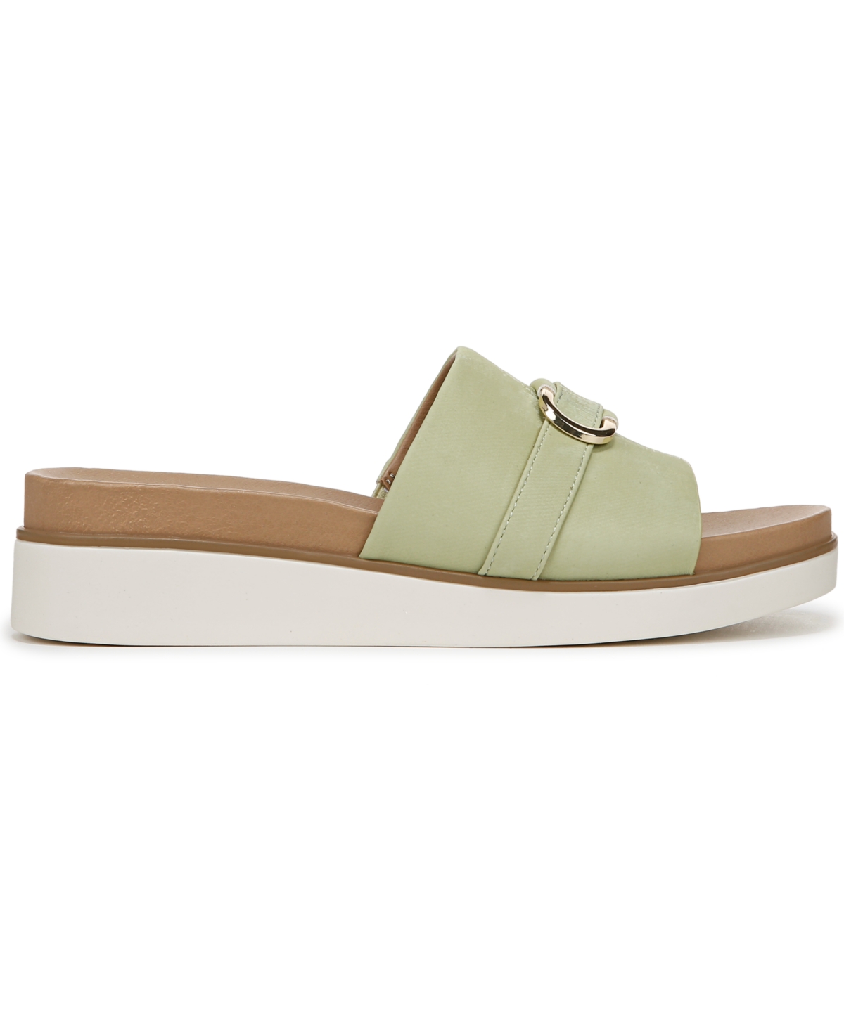 Lifestride Women's Genevieve Square Open Toe Slide Platform Sandals In Palm Green Faux Leather