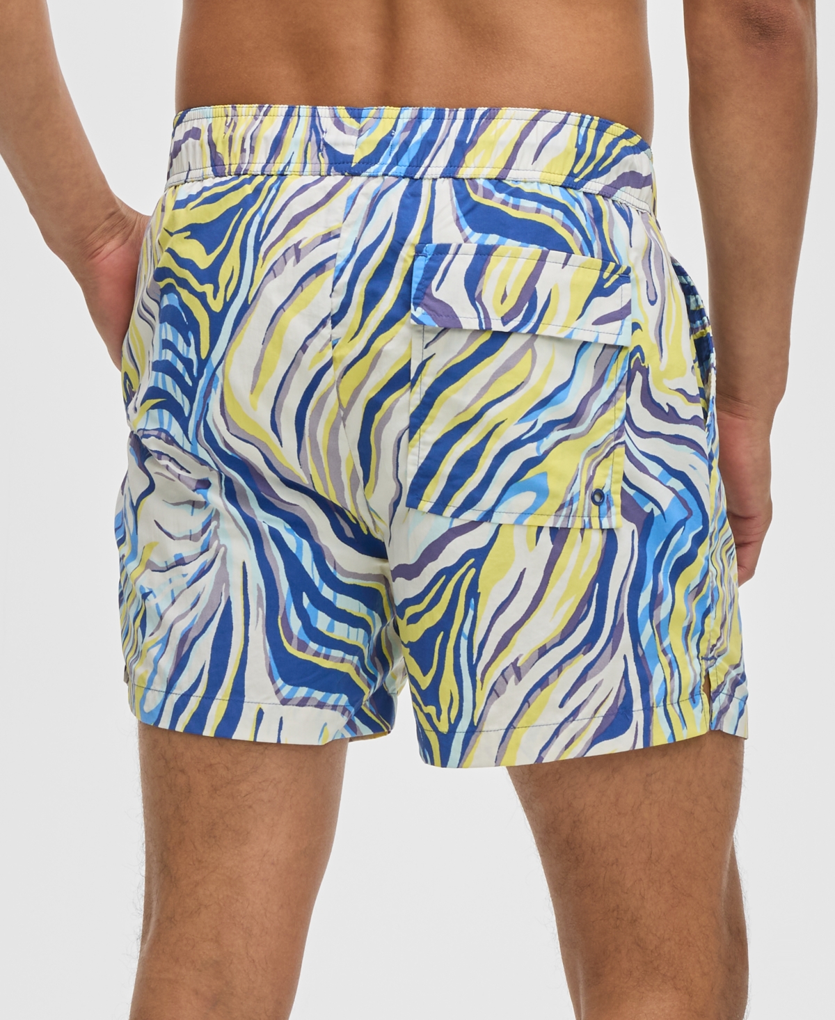 Mode Of One Men's Retro Wave Regular-fit Printed Swim Trunks, Exclusively At Macy's In Lazulite