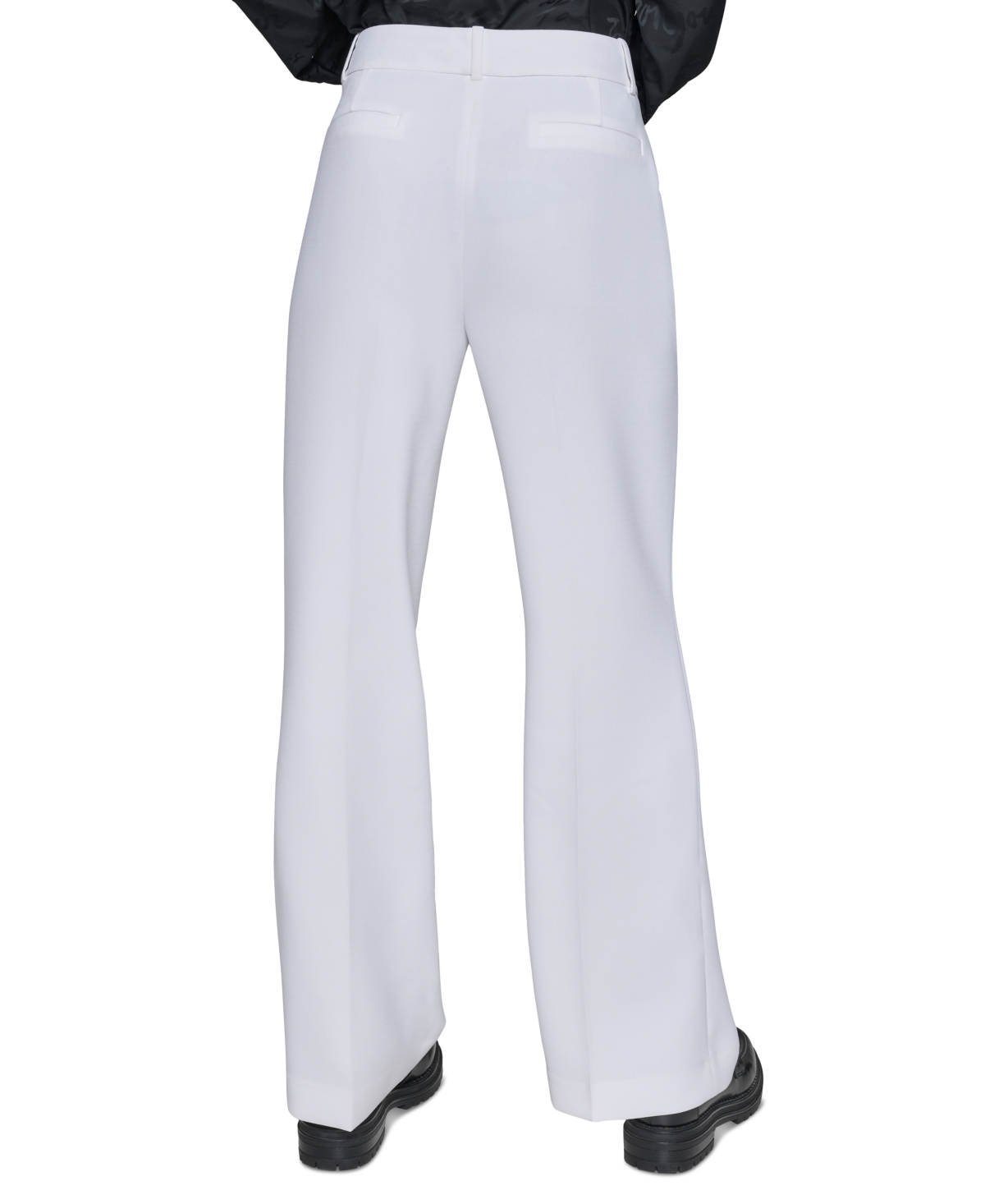 Shop Karl Lagerfeld Women's Bootcut High-rise Pants In Soft White