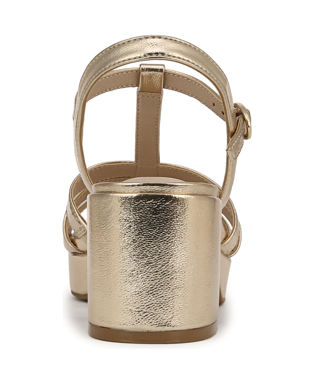 Shop Lifestride Women's Rio Strappy Platform Block Heel Dress Sandals In Platino Gold Faux Leather