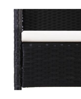 Patio Chairs with Cream White Cushions 4 pcs Black Poly Rattan