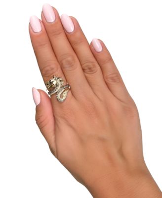Chocolate Diamond, Nude Diamond, & Blackberry Diamond Dragon Ring (3/4 ct. t.w.) in 14k Gold