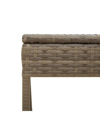Sun Lounger with Canopy and Table Gray Poly Rattan