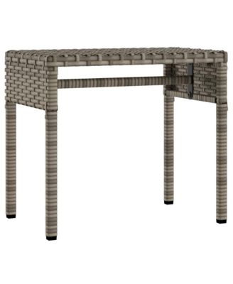 Sun Lounger with Canopy and Table Gray Poly Rattan