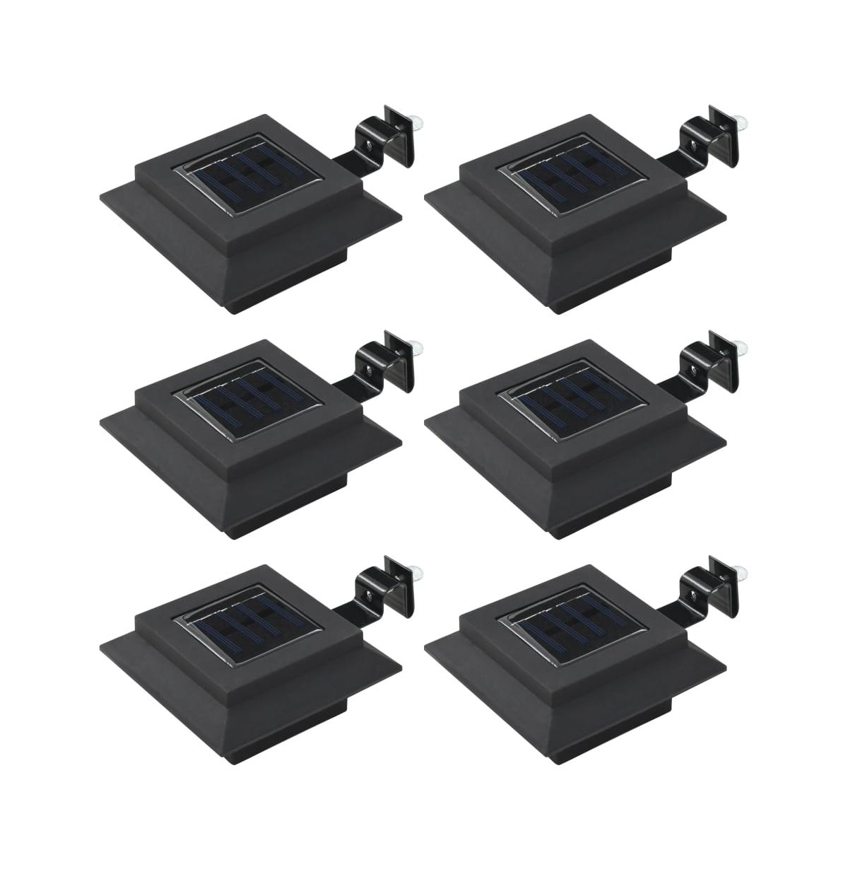Outdoor Solar Lamps 6 pcs Led Square 4.7" Black - Black