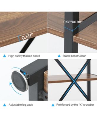 5-Tier Bookshelves, Industrial Ladder Corner Etagere Bookcase, Rustic Display Open Shelf Storage Organizer for Living Room