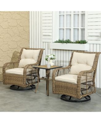 3 Pieces Wicker Bistro Set, Rocking Patio Furniture Set,