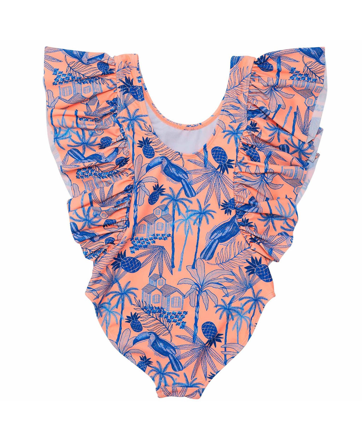 Little Girls Tropicana Vacay Sustainable Wide Frill Swimsuit