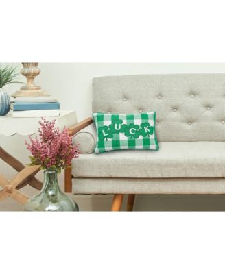 St. Patrick's Day Shamrock "Luck" Rectangle Cotton Accent Pillow, 12" x 16"