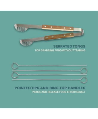 Barbeque Pro 8 Piece BBQ Tools W/ Acacia Wood Handles and Aluminum Storage Box
