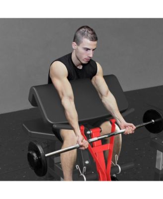 ER KANG Preacher Curl Bench, Plate Loaded Bicep Curl Machine, Bicep and Tricep Workout Equipment，2 in 1 Arm Training Machine for Home Gym