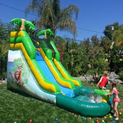 HeroKiddo 12  Safari Commercial Grade Inflatable Water Slide with Attached Pool for Kids & Adults (No Blower Included)