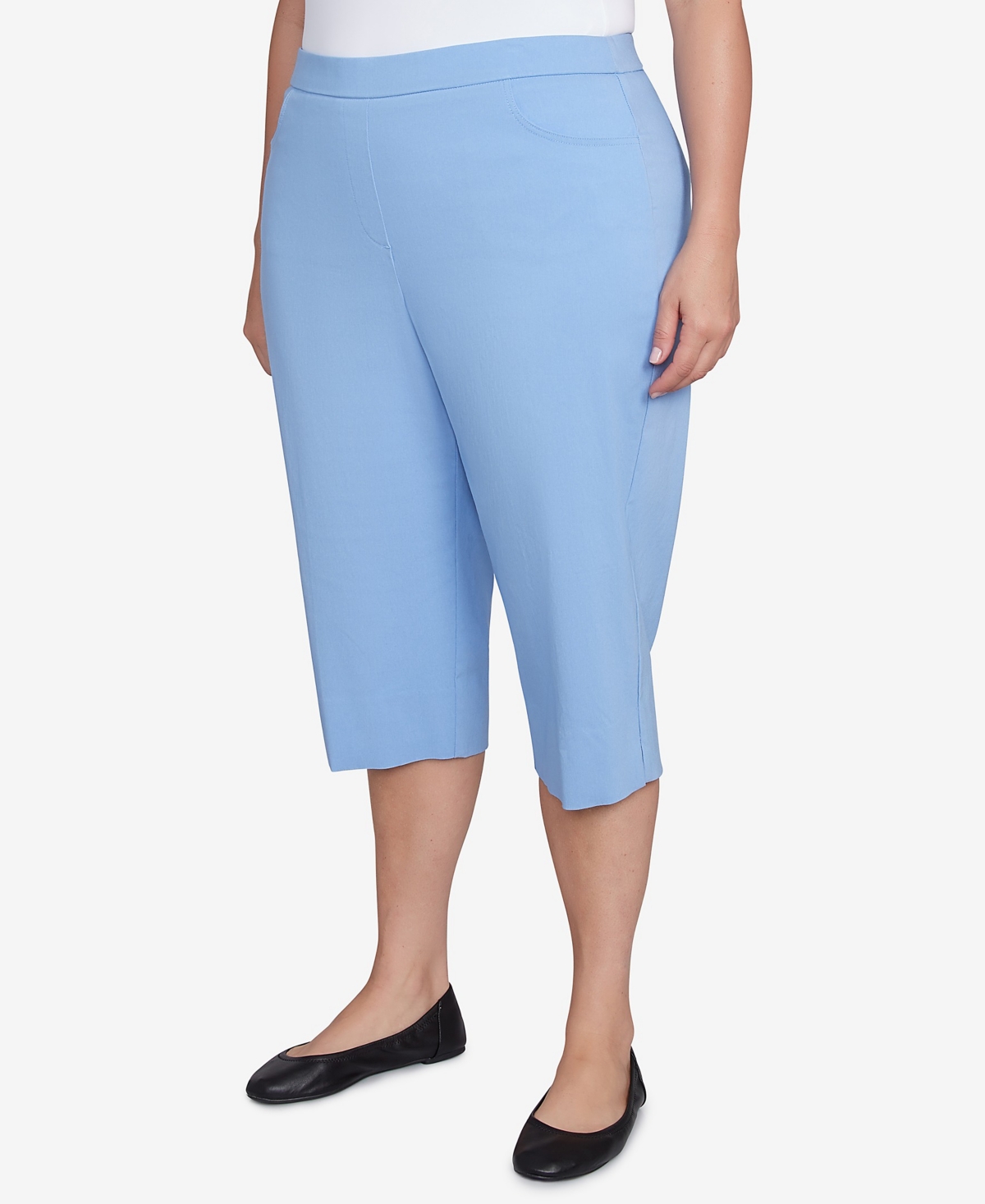 Alfred Dunner Plus Size Classic Flat Front Allure Clamdigger Pants In Iris