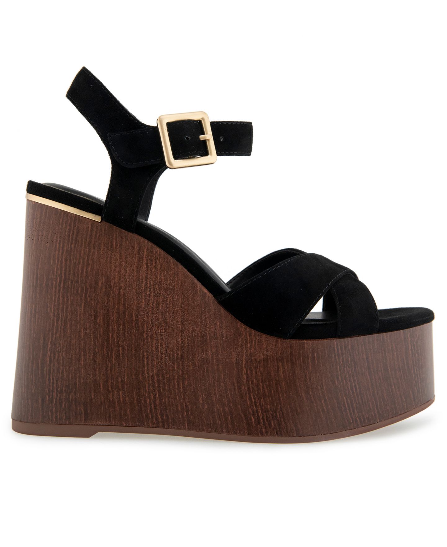 Женские сандалии Kenneth Cole New York Taelyn Platform Wedge, цвет: Чёрный замшевый — фото 2