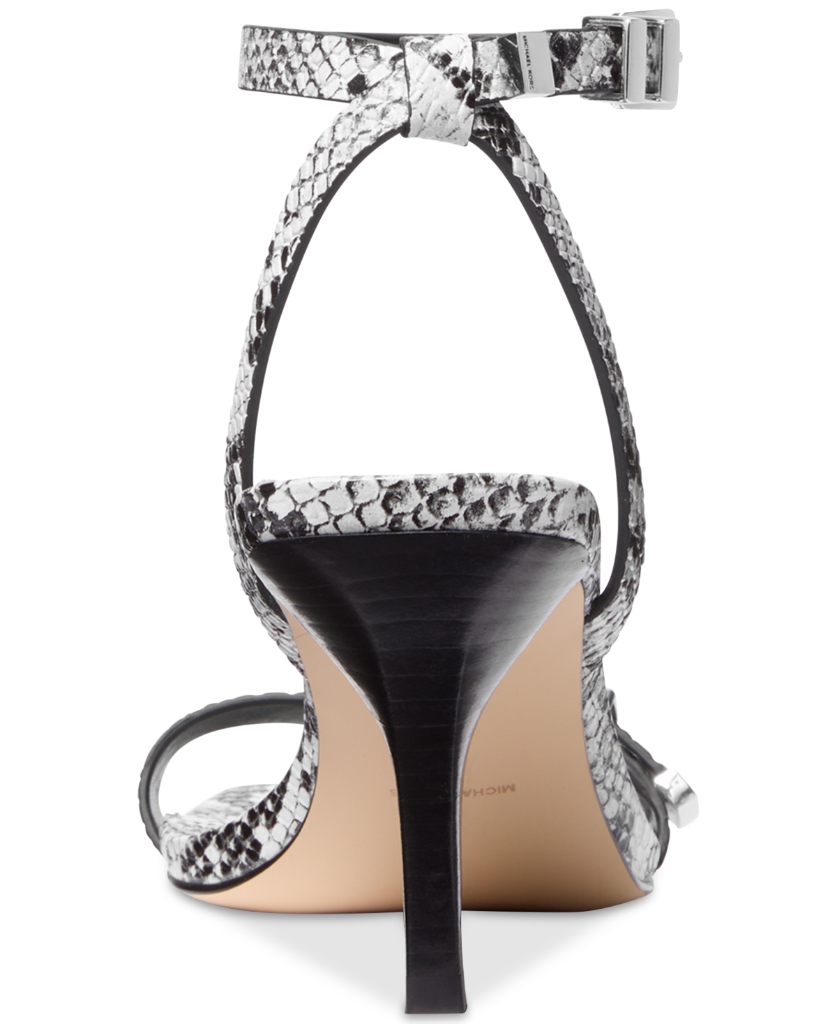 Michael Kors Darrington Snake Embossed Leather Sandal In Aluminum