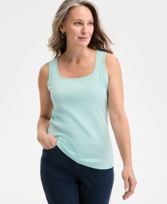 Style & Co - Plus Size Cotton Square-Neck Tank Top