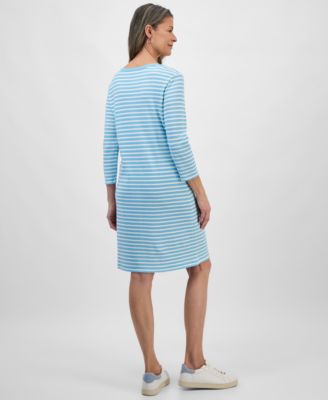 Women's Printed 3/4-Sleeve Boat-Neck Dress