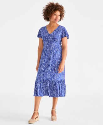 Style & Co - Women's Floral-Print Flutter-Sleeve Midi Dress