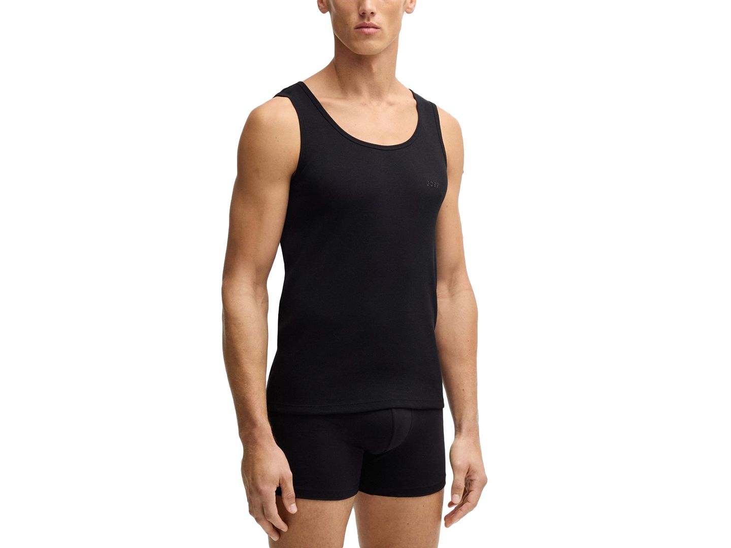 Мужские топы Hugo Boss 3-Pack Cotton Ribbed Classic Tank Tops, цвет: Чёрный — фото 4
