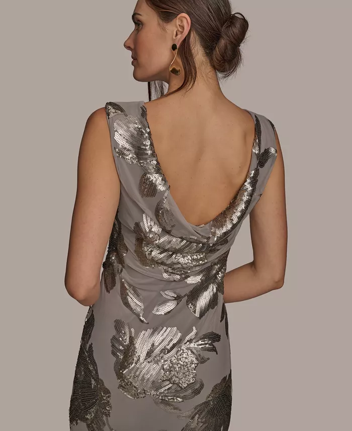 Women's Floral-Sequined Gown - thumbnail 6