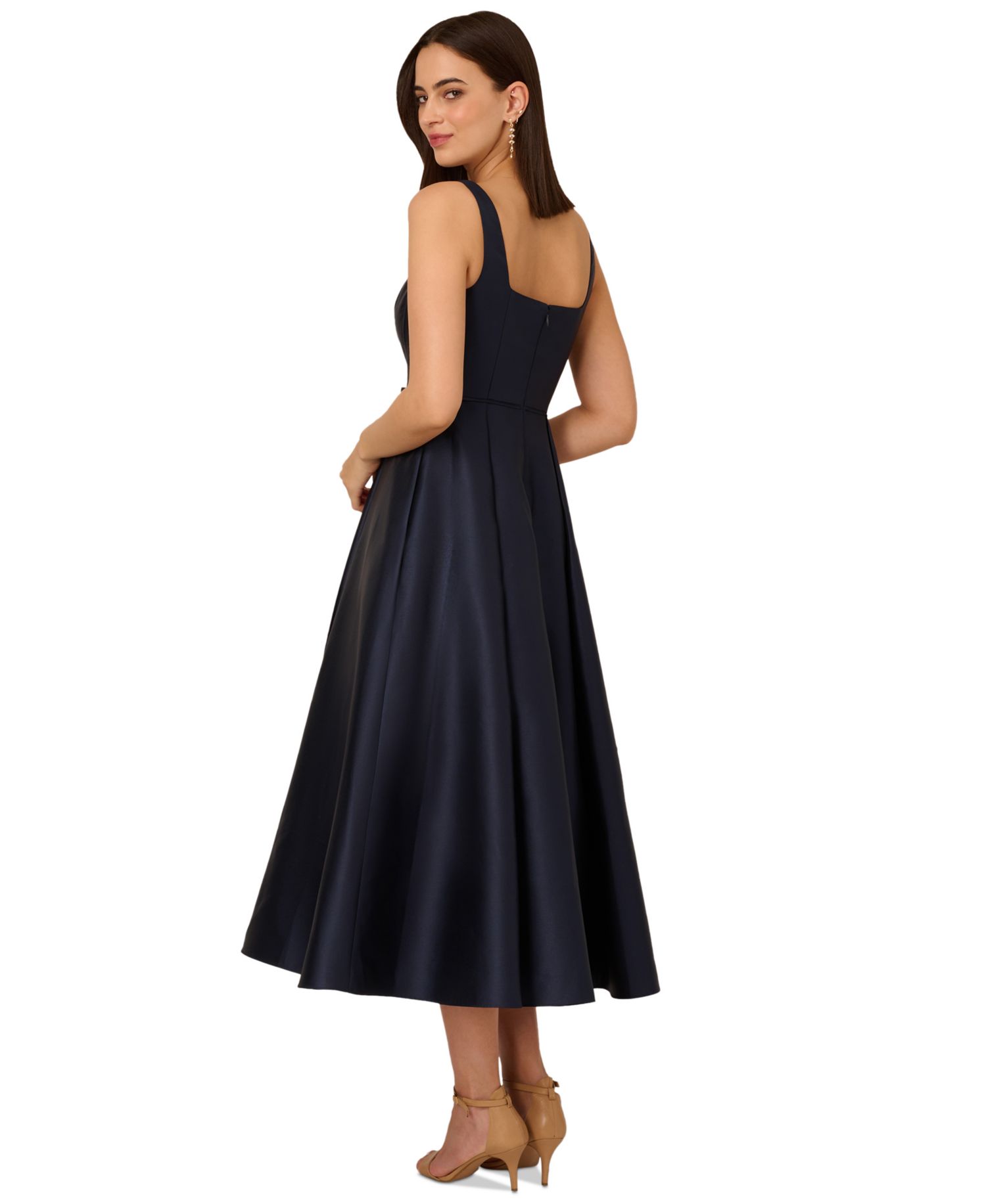 Petite Square-Neck Sleeveless Midi Dress