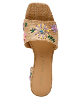 Women's Dolls Embroidered Raffia Block Heel Sandals