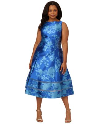 Adrianna Papell - Plus Size Jacquard Fit & Flare Midi Dress