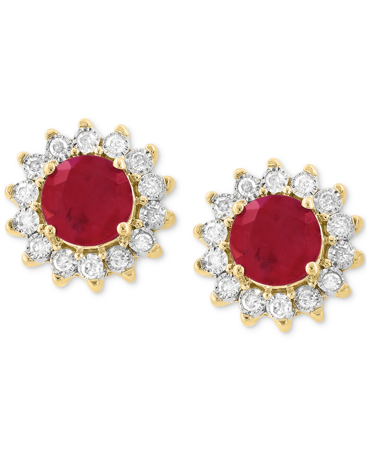 Effy Collection Effy Sapphire (1-1/6 Ct. T.w.) & Diamond (1/6 Ct. T.w.) Halo Stud Earrings In 14k White Gold Or Two In Ruby,two Tone Gold