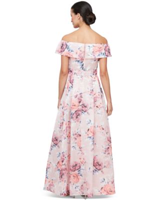 Alex Evenings Women's Floral-Print Off-The-Shoulder Gown - Macy's