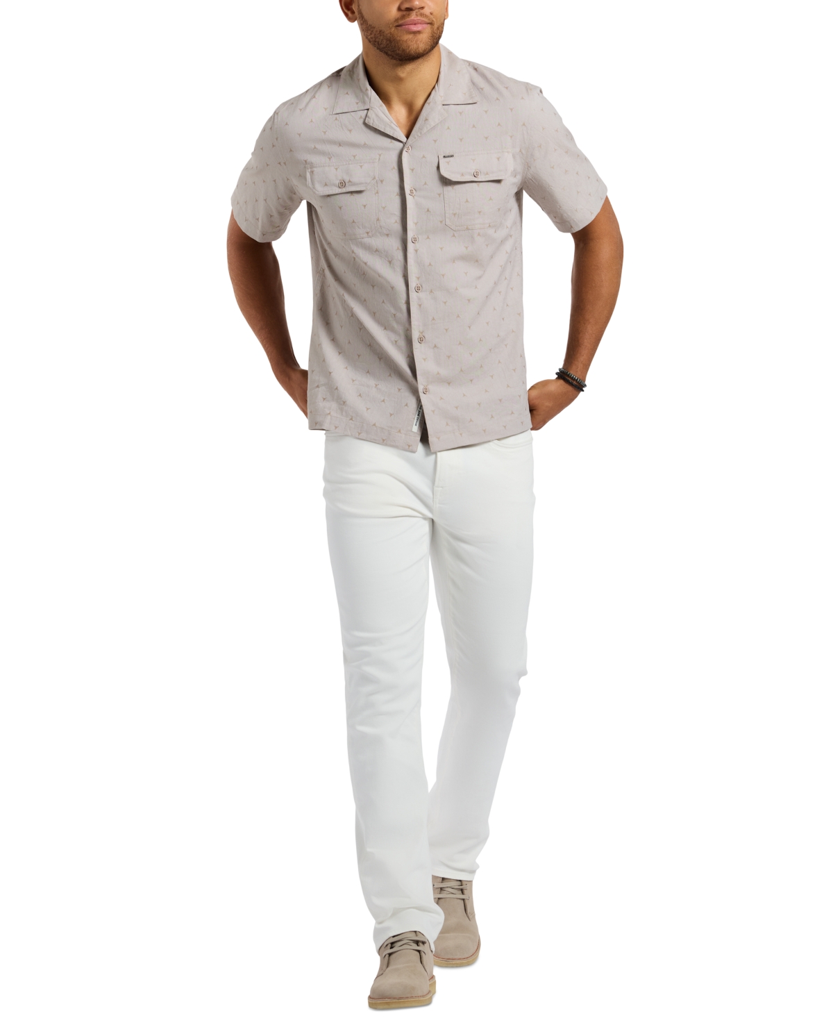 Buffalo David Bitton Men's Salaman Relaxed-fit Printed Button-down Shirt In Tuffet
