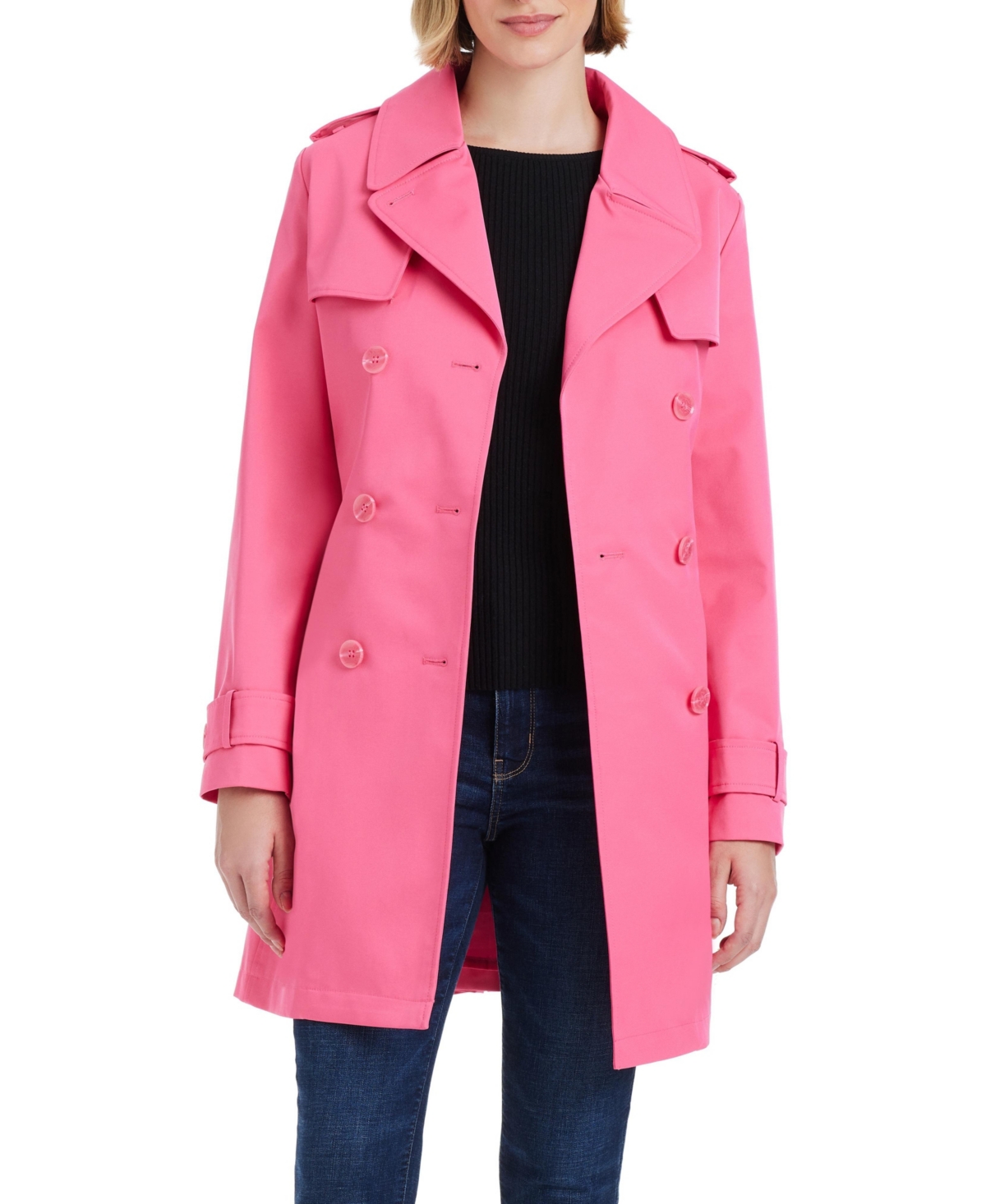 Kate Spade Women S Short Double-breasted Trench Coat In Watermelon Pink