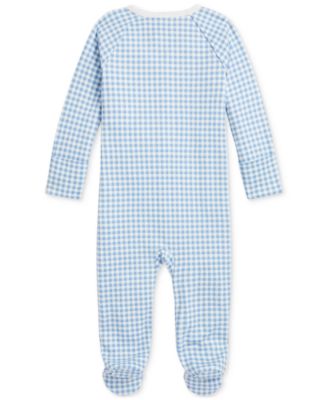 Baby Boys Cotton Gingham Footed Coverall